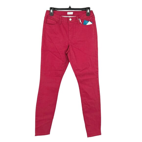 Market & Spruce Flat Front Slim Mid Rise Pants Dark Salmon Pink Size 10 NWT - Picture 1 of 10